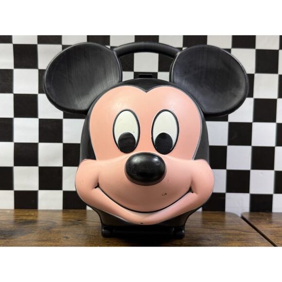 Vintage Disney Mickey Mouse Head - Plastic Lunch Box by Aladdin NO Thermos - Picture 1 of 8